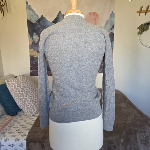NWT Club Monaco 100% Cashmere Sweater Women’s Small Heather Grey Mock Neck Soft - Picture 7 of 14